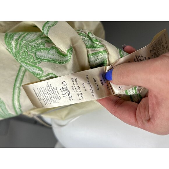 Johanna Ortiz Green Mood Dress Maxi Cut Out Palm Tree Embroidered Sz 8 NWT $995 - Picture 9 of 10